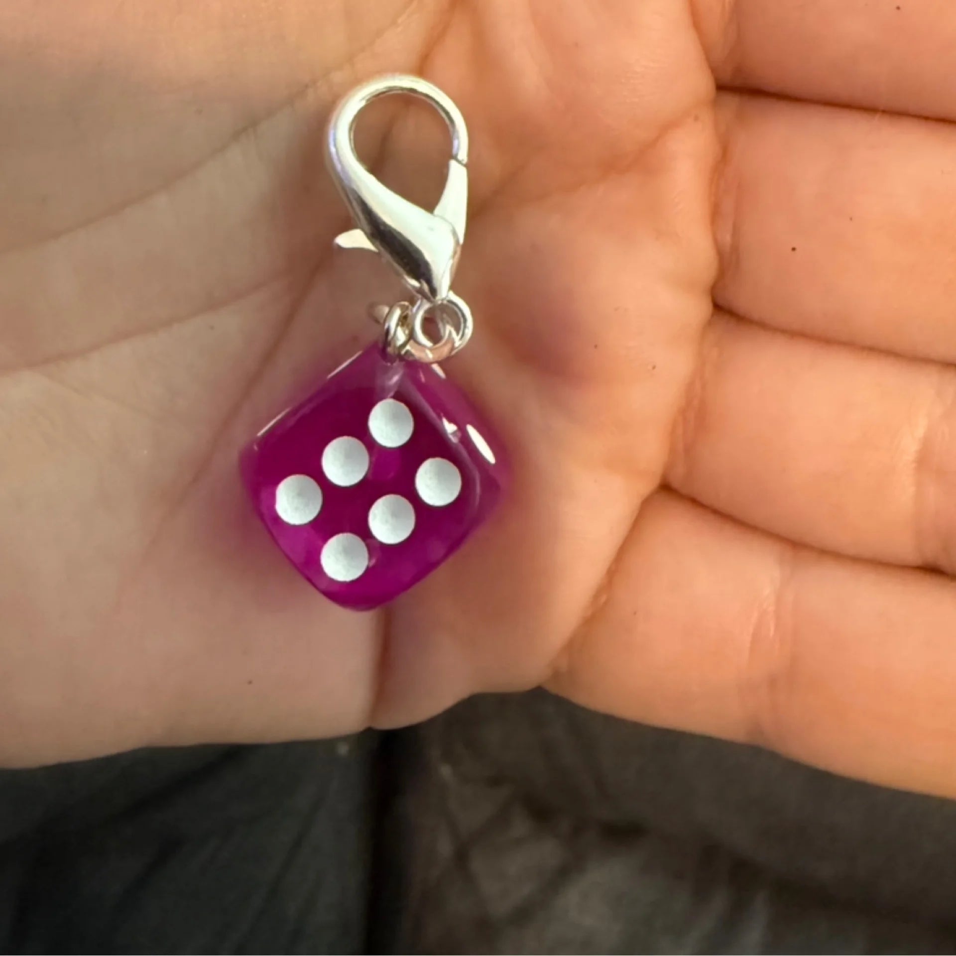 Purple dice stitch marker